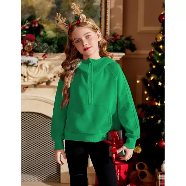 Arshiner Girls Half Zip Sweatshirt Fleece Pullover Hoodie Long Sleeve Fall Winter Tops Clothes Thumb Hole