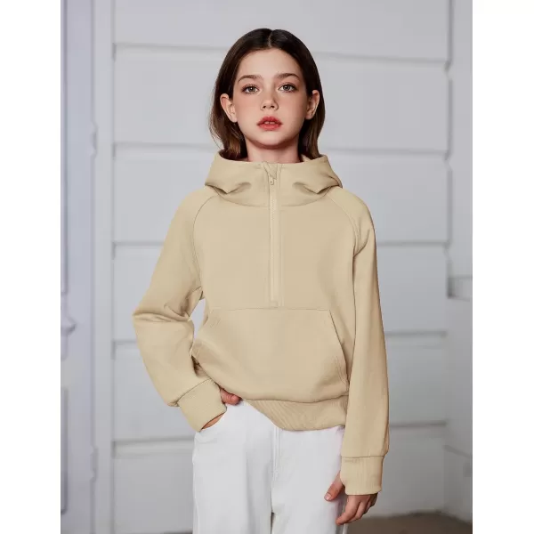 Arshiner Girls Half Zip Sweatshirt Fleece Pullover Hoodie Long Sleeve Fall Winter Tops Clothes Thumb Hole