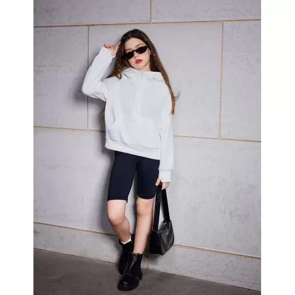 Arshiner Girls Half Zip Sweatshirt Fleece Pullover Hoodie Long Sleeve Fall Winter Tops Clothes Thumb Hole