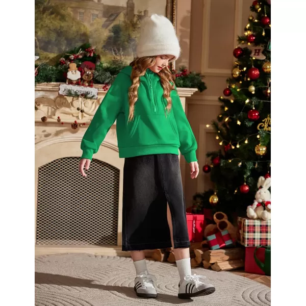Arshiner Girls Half Zip Sweatshirt Fleece Pullover Hoodie Long Sleeve Fall Winter Tops Clothes Thumb Hole