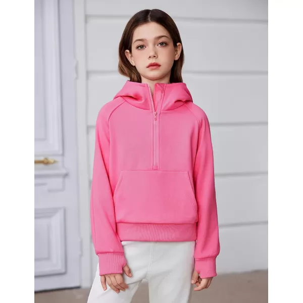 Arshiner Girls Half Zip Sweatshirt Fleece Pullover Hoodie Long Sleeve Fall Winter Tops Clothes Thumb Hole