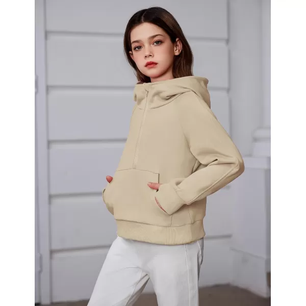 Arshiner Girls Half Zip Sweatshirt Fleece Pullover Hoodie Long Sleeve Fall Winter Tops Clothes Thumb Hole