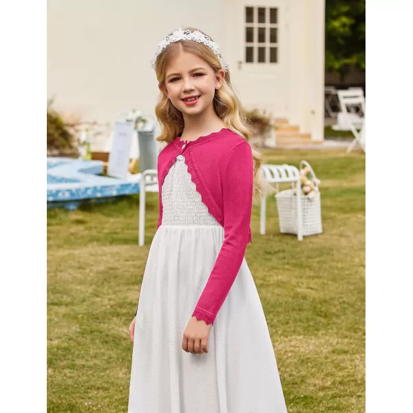 Arshiner Girls Open Front Bolero Shrug Kids Long Sleeve Cropped Elegant Cardigan Knit Sweater