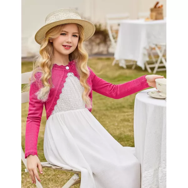 Arshiner Girls Open Front Bolero Shrug Kids Long Sleeve Cropped Elegant Cardigan Knit Sweater
