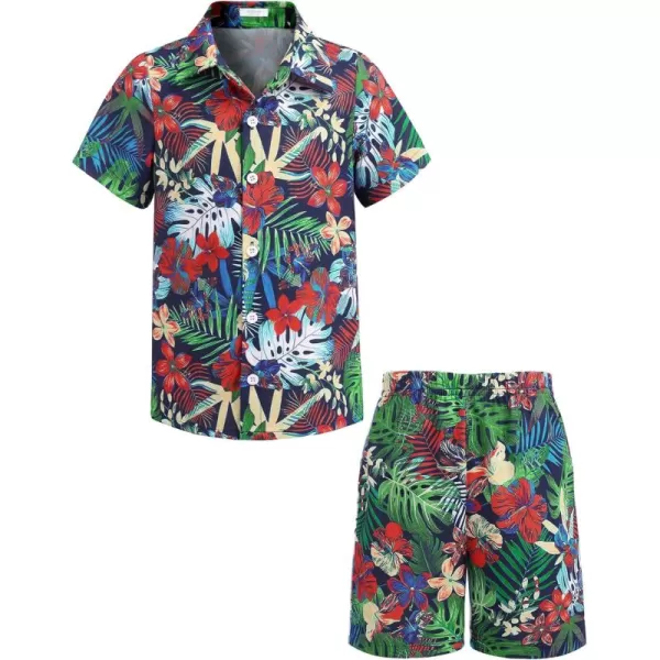 Arshiner Boys 2 Piece Outfits Hawaiian Shorts Sets Button Down Shirt and Shorts Summer Beach Clothes for 4~12 Years