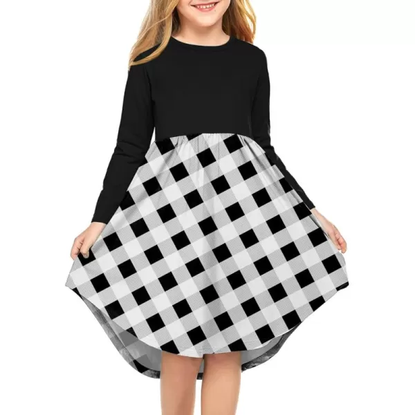 Arshiner Girls Dress Kids Holiday Casual Long Sleeve High Low Swing Midi Dresses