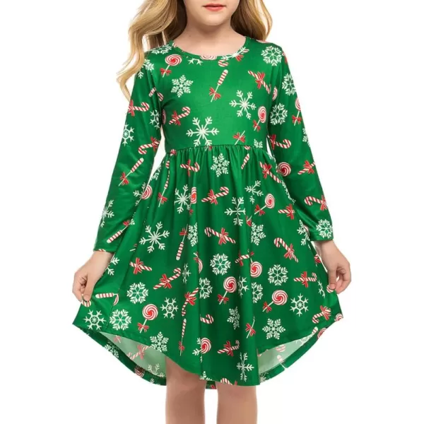 Arshiner Girls Dress Kids Holiday Casual Long Sleeve High Low Swing Midi Dresses