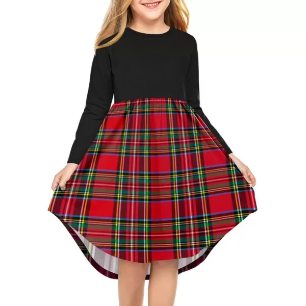 Arshiner Girls Dress Kids Holiday Casual Long Sleeve High Low Swing Midi Dresses