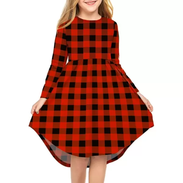 Arshiner Girls Dress Kids Holiday Casual Long Sleeve High Low Swing Midi Dresses