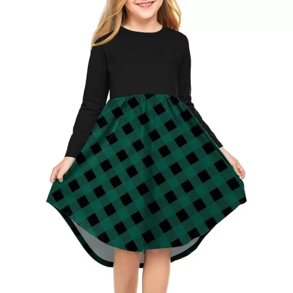 Arshiner Girls Dress Kids Holiday Casual Long Sleeve High Low Swing Midi Dresses