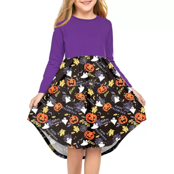 Arshiner Girls Dress Kids Holiday Casual Long Sleeve High Low Swing Midi Dresses