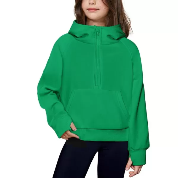 Arshiner Girls Half Zip Sweatshirt Fleece Pullover Hoodie Long Sleeve Fall Winter Tops Clothes Thumb Hole