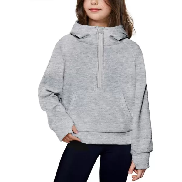 Arshiner Girls Half Zip Sweatshirt Fleece Pullover Hoodie Long Sleeve Fall Winter Tops Clothes Thumb Hole