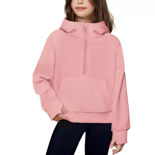 Arshiner Girls Half Zip Sweatshirt Fleece Pullover Hoodie Long Sleeve Fall Winter Tops Clothes Thumb Hole