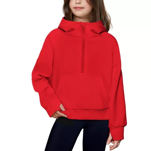 Arshiner Girls Half Zip Sweatshirt Fleece Pullover Hoodie Long Sleeve Fall Winter Tops Clothes Thumb Hole