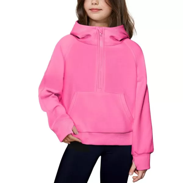 Arshiner Girls Half Zip Sweatshirt Fleece Pullover Hoodie Long Sleeve Fall Winter Tops Clothes Thumb Hole