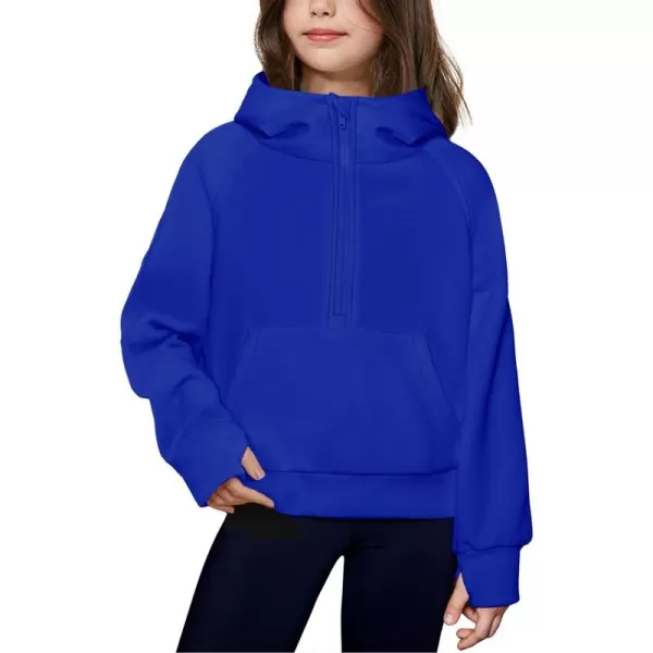 Arshiner Girls Half Zip Sweatshirt Fleece Pullover Hoodie Long Sleeve Fall Winter Tops Clothes Thumb Hole