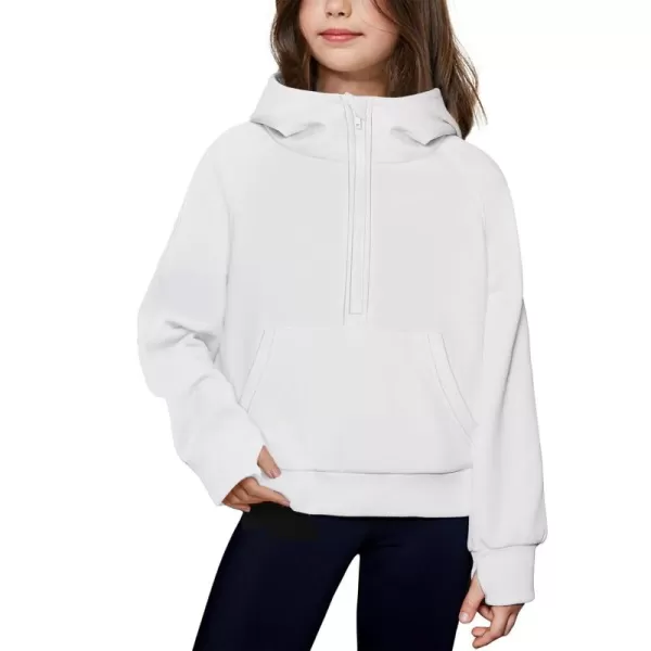 Arshiner Girls Half Zip Sweatshirt Fleece Pullover Hoodie Long Sleeve Fall Winter Tops Clothes Thumb Hole