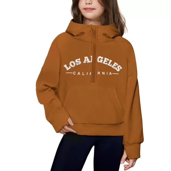 Arshiner Girls Half Zip Sweatshirt Fleece Pullover Hoodie Long Sleeve Fall Winter Tops Clothes Thumb Hole