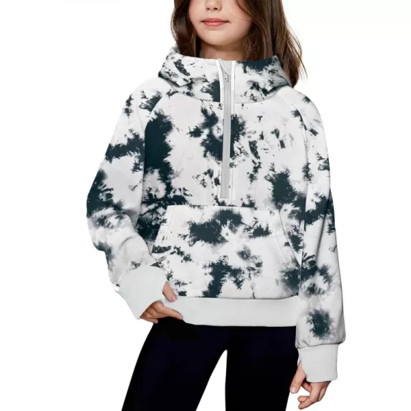 Arshiner Girls Half Zip Sweatshirt Fleece Pullover Hoodie Long Sleeve Fall Winter Tops Clothes Thumb Hole