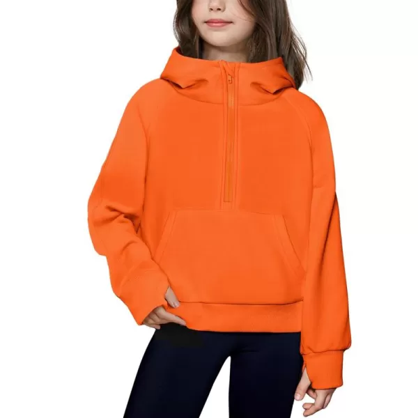 Arshiner Girls Half Zip Sweatshirt Fleece Pullover Hoodie Long Sleeve Fall Winter Tops Clothes Thumb Hole