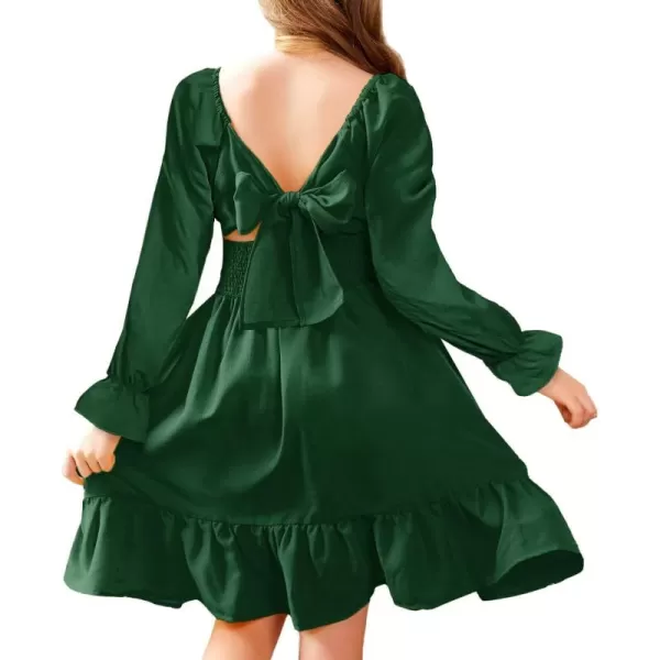 Arshiner Girls Tie Back Short Sleeve Ruffle Hem Off Shoulder Casual Elegant Dresses 4-12 Years