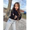 imageArshiner Girls Crewneck Sweatshirt Long Sleeve Pullover Tops Drop Shoulder Sweatshirts Side Split for 514 YearsLeopard Patchwork Sleeve