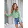imageArshiner Girls Crewneck Sweatshirt Long Sleeve Pullover Tops Drop Shoulder Sweatshirts Side Split for 514 YearsLight Green