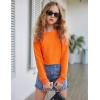 imageArshiner Girls Crewneck Sweatshirt Long Sleeve Pullover Tops Drop Shoulder Sweatshirts Side Split for 514 YearsOrange