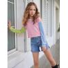 imageArshiner Girls Crewneck Sweatshirt Long Sleeve Pullover Tops Drop Shoulder Sweatshirts Side Split for 514 YearsPink Patchwork