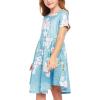 imageArshiner Girls Dress Kids Holiday Casual Long Sleeve High Low Swing Midi DressesBlue Floralshort Sleeve