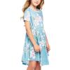 imageArshiner Girls Dress Kids Holiday Casual Long Sleeve High Low Swing Midi DressesBlue Floralshort Sleeve