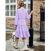 imageArshiner Girls Dresses Long Sleeve Swiss Dot V Neck Ruffle Tiered Casual Party DressPurple