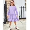 imageArshiner Girls Dresses Long Sleeve Swiss Dot V Neck Ruffle Tiered Casual Party DressPurple