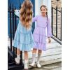 imageArshiner Girls Dresses Long Sleeve Swiss Dot V Neck Ruffle Tiered Casual Party DressPurple