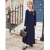 imageArshiner Girls Maxi Dress LongShort Sleeve Casual Holiday Dress with Pockets for 513 YearsLong Sleeve Navy Blue