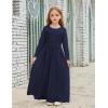 imageArshiner Girls Maxi Dress LongShort Sleeve Casual Holiday Dress with Pockets for 513 YearsLong Sleeve Navy Blue