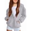 imageArshiner Girls Zip Up Hoodies Teen Fleece FullZip Sweatshirts Jacket Casual Fall Hoodie with PocketGrey