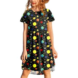 imageArshiner Girls Dress Kids Holiday Casual Long Sleeve High Low Swing Midi DressesPat11