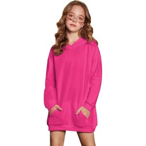 imageArshiner Girls Hoodies Kids Long Pullover Hooded Sweatshirt with Kangaroo PocketHot Pink