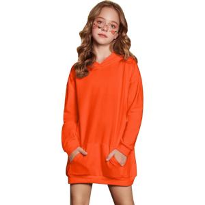 imageArshiner Girls Hoodies Kids Long Pullover Hooded Sweatshirt with Kangaroo PocketOrange