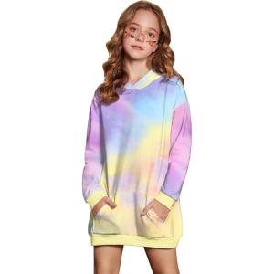 imageArshiner Girls Hoodies Kids Long Pullover Hooded Sweatshirt with Kangaroo PocketPinkblueyellow