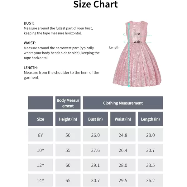 Mebius Girls Sequin Dress Sleeveless Sparkly Special Occasion Kids Party Sequence Sparkle Dress Birthday 814YPink