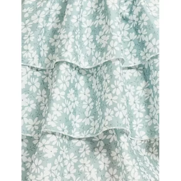 Mebius Womens Floral Mini Dress Summer Criss Cross Halter Backless Preppy Smocked Waist Short Ruffle Dress Picnic BeachFloral Sage Green