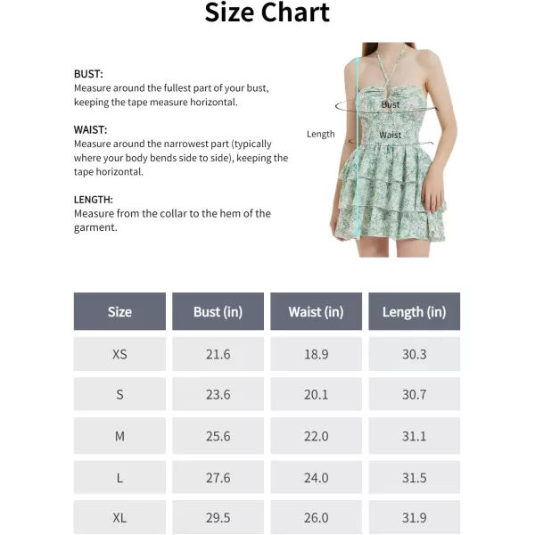 Mebius Womens Floral Mini Dress Summer Criss Cross Halter Backless Preppy Smocked Waist Short Ruffle Dress Picnic BeachGreen