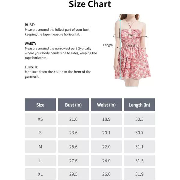 Mebius Womens Floral Mini Dress Summer Criss Cross Halter Backless Preppy Smocked Waist Short Ruffle Dress Picnic BeachRed