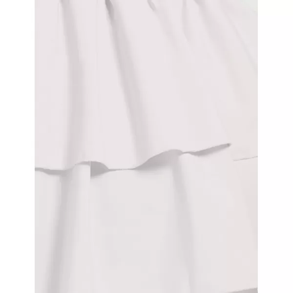 Mebius Womens Floral Mini Dress Summer Criss Cross Halter Backless Preppy Smocked Waist Short Ruffle Dress Picnic BeachSolid White