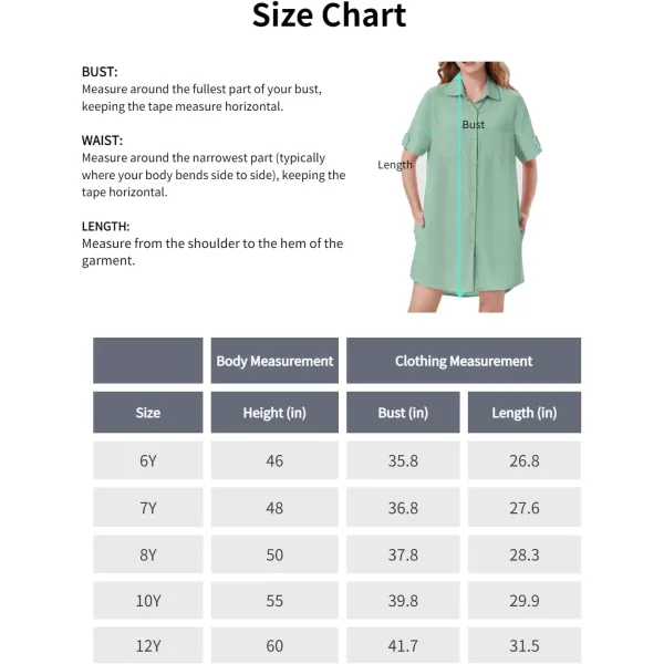 Girls Button Down Shirt Dress with Side Pockets Short Sleeve Linen Loose Casual Tunic Blouse Top 612YGreen