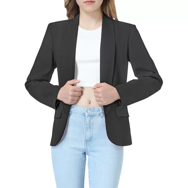 Mebius Girls Blazer Jacket Long Sleeve Shawl Collar Open Front Formal Blazers Suit Inner Pocket for Kids Size 612 YearBlack