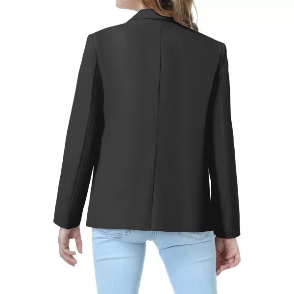 Mebius Girls Blazer Jacket Long Sleeve Shawl Collar Open Front Formal Blazers Suit Inner Pocket for Kids Size 612 YearBlack